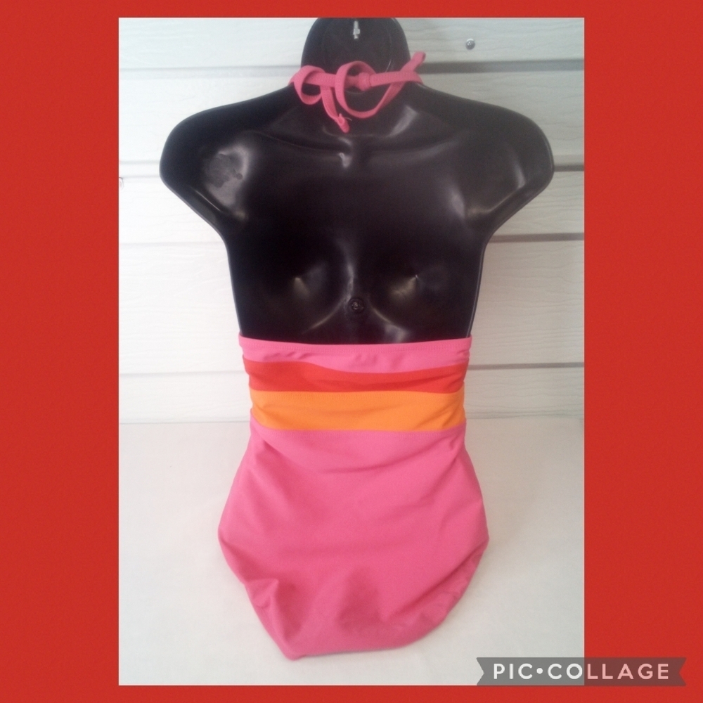 Pink, Orange and Red one piece swimsuit 4 - Picture 5 of 8
